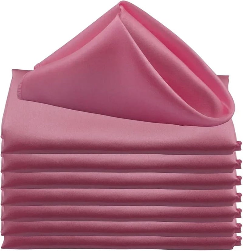 مناديل ساتان مربعة وردي فاتح 30 قطعة 30 سم لتزيين طاولة العشاء لحفلات الزفاف - Image 1